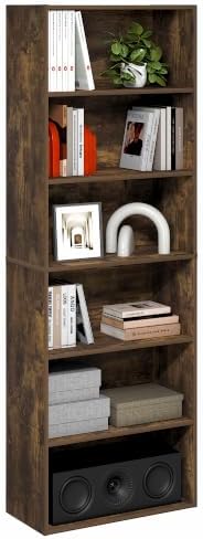 Furinno PASIR 6-Tier Book Shelf, Open Shelves Bookshelf, Amber Pine