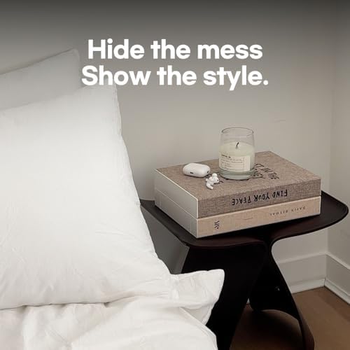 Book Shape Decorative Cable Management Box - Expandable Cable Organizer Box with Magnetic Closure for Home & Office (Dai