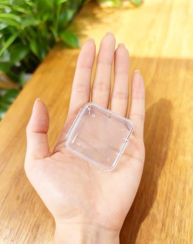LJY 100 Clear Square Plastic Boxes, 1.77 x 1.77 x 0.8 in for Repair Parts