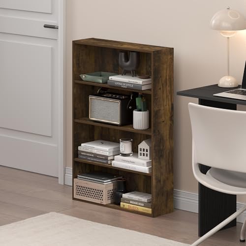 Furinno Basic Book Shelf, 4-Tier Bookcase with Open Shelf, Bookshelf, Cube Storage Organizer, 6 x 24 x 35, for Living Ro