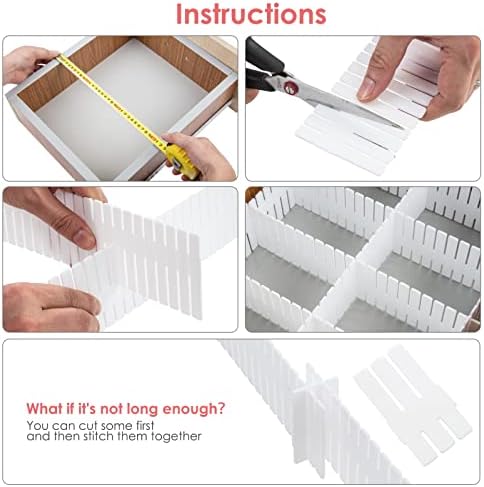 45 Pack Drawer Dividers, Plastic Adjustable Drawer Storage Organizer for Tidying Clutter Socks, Underwear, Makeup, Kitch