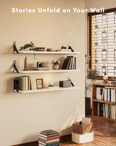 Floating Shelves for Wall, Wall Mount Book Shelf, Hanging Shelves, Wall Bookshelf for Bedroom, Office, Living Room
