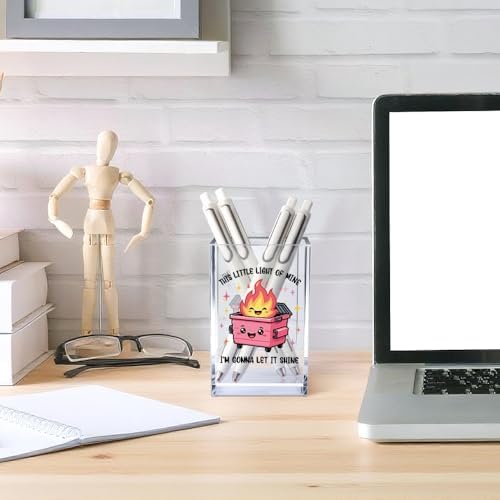 This Little Light Of Mine I'm Gonna Let It Shine Acrylic Cosmetic Pencil Pen Holder Cup, Emotional Dumpster Fire Pen Holder Cup, Therapy Gifts, Mental Health Gifts for Women Colleague Teacher