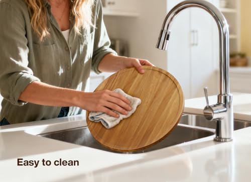 12" Acacia Wood Lazy Susan Turntable Organizer for Table Top, Round Wooden Lazy Susan Storage for Cabinet Countertop Pan