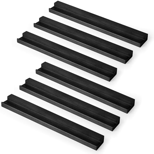 RICHFOCUS Vinyl Wall Mount, 6 Pack Solid Wood Vinyl Record Shelf, Album Record Holder Display, 12 inch Floating Shelves 