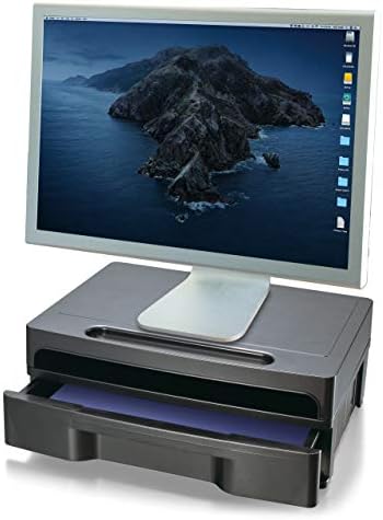 Officemate 2200 Series Monitor Stand with Security Drawer - Executive Monitor Riser and Desk Organizer, 13-1/8" x 9-7/8"