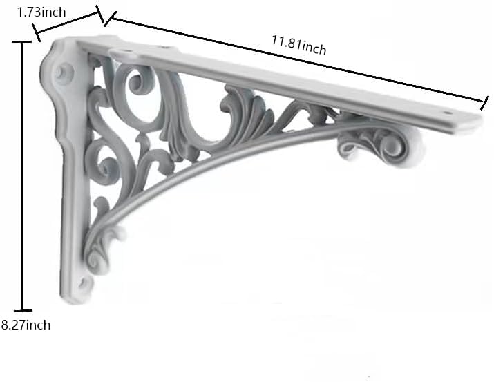 Decorative Shelf Bracket 10 inch, White Brackets for Shelving, Heavy Duty Vintage, DIY Projects, Hardware Included, 2 Pa