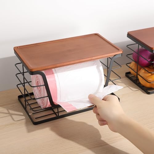 ALOCEO 2 Pack Stackable Storage Bins with Lids, Stainless Steel Extra Large Trash Bag Dispenser Roll Holder for Kitchen 