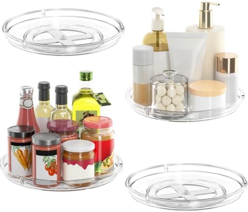 LAMU 4 Pack Lazy Susan Organizer 9 inch Lazy Susan Turntable for Cabinet, Rotating Spice Organization for Cabinet, Kitch