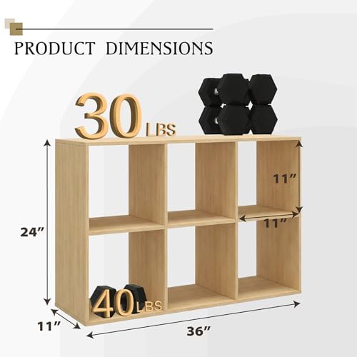 WannabeMyself【Easy Assembly】 6 Cube Storage Organizer with Anti-Tipping Kits,Reversible Open Back Book Shelf, Bookcase f