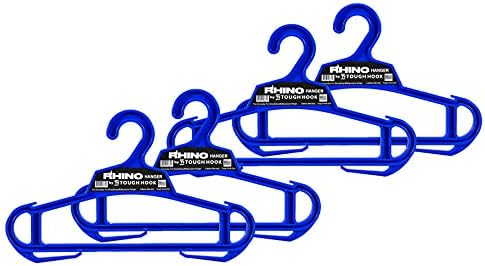 Rhino Tough Hook Heavy Duty Clothes Hangers, USA-Made, Body Armor, 4 Blue