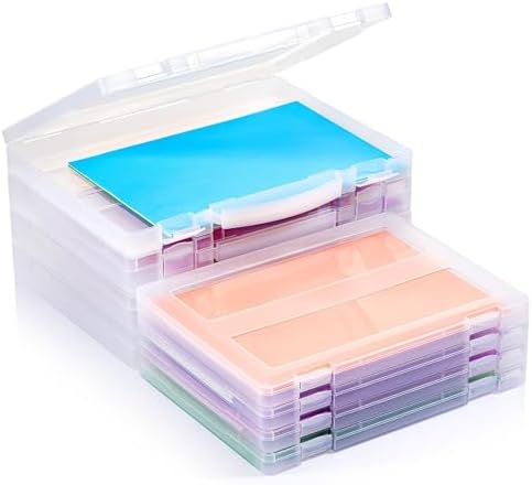 8-Pack A4 Plastic Paper Organizer Box, Scrapbook Storage for 8.5” x 11” Letter Papers, Portable Document Holder, Board G