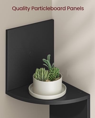 VASAGLE Set of 2 Corner Shelves Wall Mount, 4-Tier Floating Bookshelves