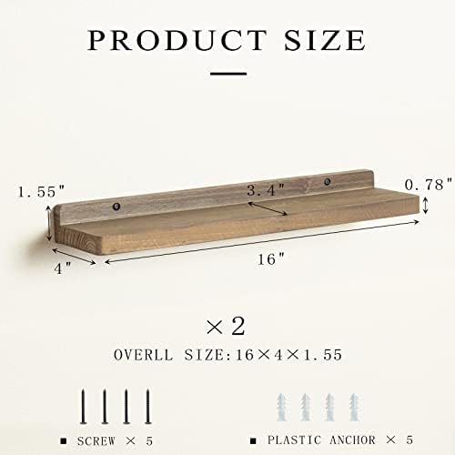 Freezing point Floating Shelves for Wall Set of 2 Natural Wood 16Inch Wall Shelf Decor Plant Display Collectibles Mounte