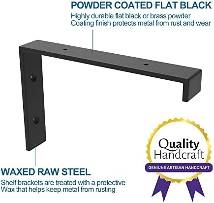WEKIS 12 Inch Heavy Duty Floating Shelf Bracket, Wall Mounting Industrial Black Shelf Brackets, 1/5 Inch Thick Iron Meta