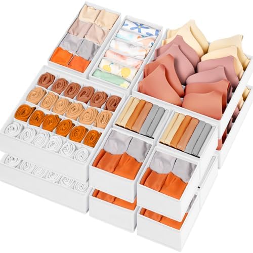 Criusia Drawer Organizer Clothes, 16 Pack Dresser Organizer Bins for Baby Clothes, Underwear Sock, Fabric Closet Organiz