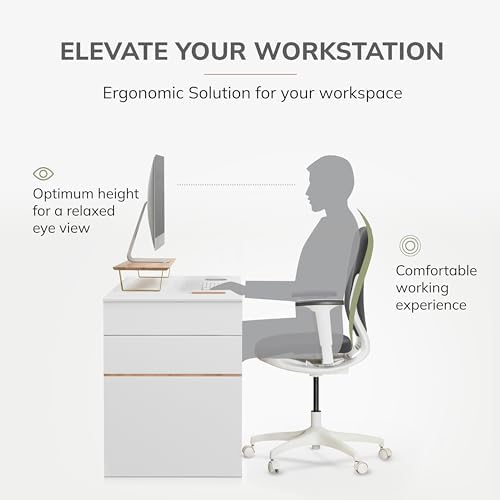 Anji Mountain Monitor Stand for Desk - Desktop Organizer & Laptop Riser, Ergonomic Monitor Riser, Space-Saving, Durable,