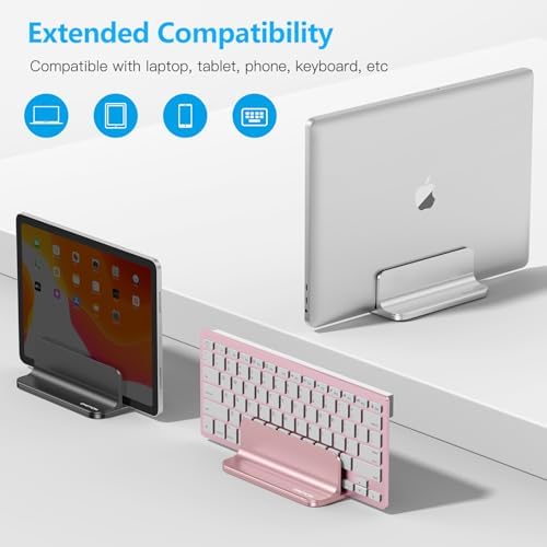 OMOTON Vertical Laptop Stand Holder, Adjustable Dock for MacBook, Silver