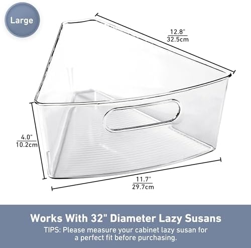 Leeden Lazy Susan Cabinet Organizer, 1/8 Wedge Bins for 32in, 8 Pack
