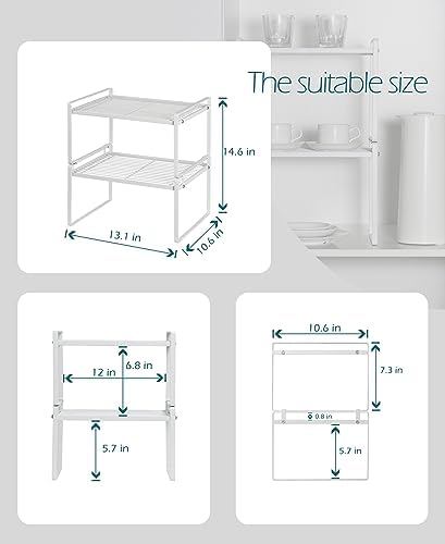 Shantton Cabinet Shelf Organizer, Pantry Shelf Rack, White 13.1x10.6x7.3