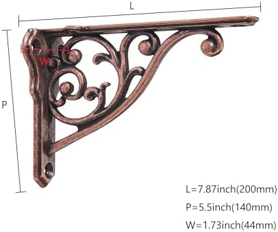 Ornate Decorative Shelf Brackets 8 inch Small Wall Mounted Shelving Bracket 4 Pack Antique Copper Vintage Shelf Bracket 