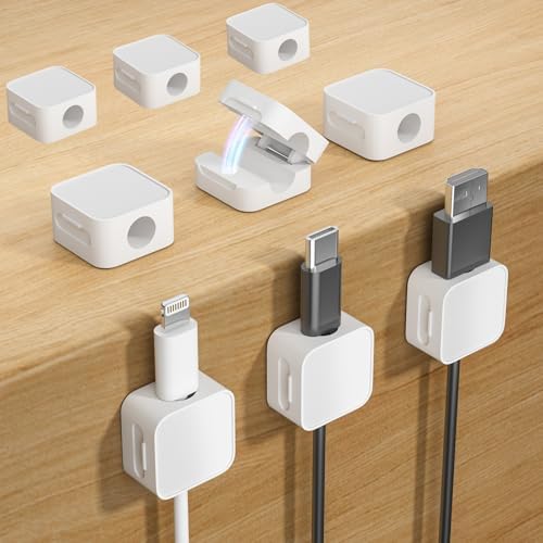 9 White Magnetic Cable Clips