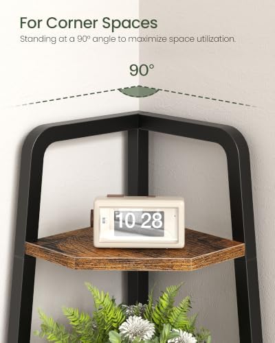 CHOEZON Corner Shelf, 4-Tier Ladder Corner Shelf, Ladder Bookshelf, 47.2" Tall Vertical Display Stand, Metal Frame Books