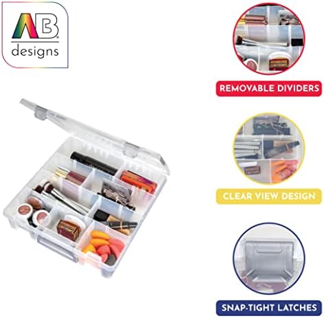 AB Designs 6823ABD Super Satchel with Removable Dividers, Stackable Home Storage Organization Container, Clear with Sliv