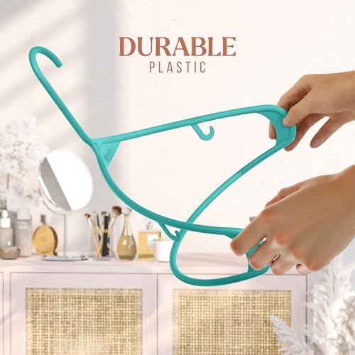 Plastic Hangers 20 Pack Aqua - Clothes Hangers - Makes The Perfect Coat Hanger and General Space Saving Hangers for Closet and New Apartment Essentials - Percheros Ganchos para Colgar Ropa Hangars