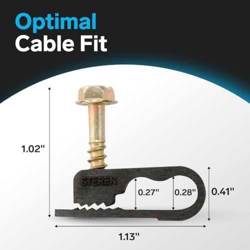 STEREN Coaxial Cable Clips - Cable Holder - Siding Clips for Hanging - Cord Holder for Desk - Cable Clamps - Cord Clip -