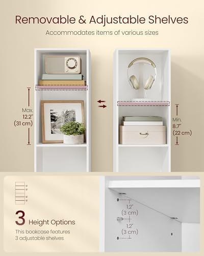 VASAGLE Bookshelf, 5-Tier Bookcase, 11.9 x 9.4 x 52.8 Inches