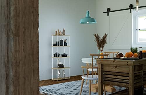 Furinno TURN-S-TUBE Storage Shelves, 5-Tier Book Shelf, Corner Shelf, Toolless Open Shelves, Classic Tubes, for Organiza