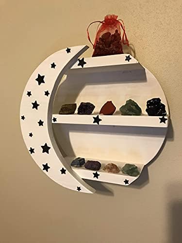 White Moon Shelf, Essential Oil Shelf, Moon Wall Decor, Crystal Display Shelf, Moon Shaped Shelf for Crystals, Moon Deco