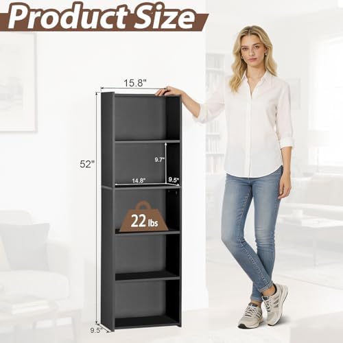 ZenStyle 5-Tier Open Bookcase and Bookshelf, Open Storage Shelf, Freestanding Display Storage Shelves Tall Book Shelf fo
