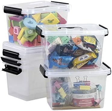 8 Quart Plastic Storage Clear Latch Boxes, Clear Containers with Lids and Handles, 6 Packs