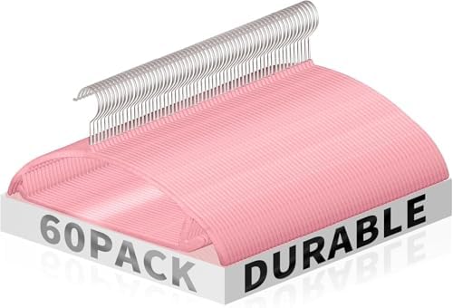 Jiang&Rong 60 Pack Pink Velvet Hangers
