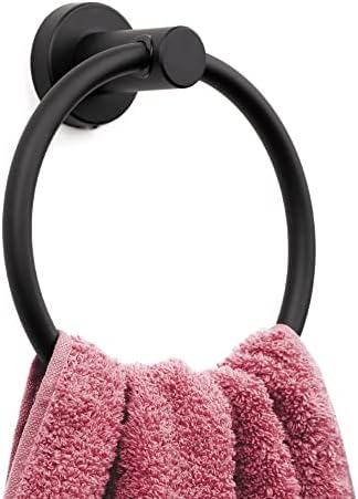 MARMOLUX ACC Matte Black Towel Ring - SUS304 Stainless Steel Wall Mounted Hand Towel Holder for Bathroom - Kitchen & Bat