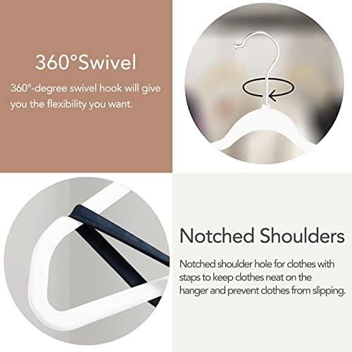 50 Pack Slim Plastic Clothes Hangers,White