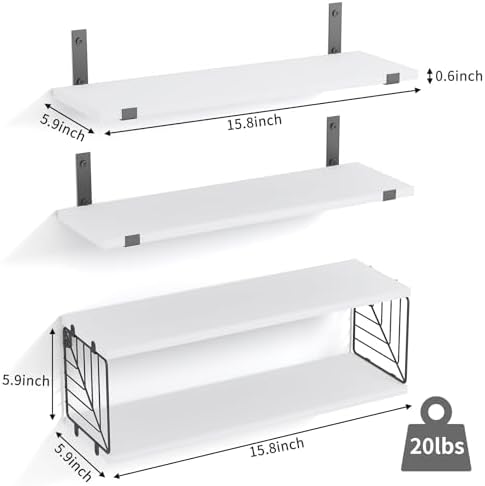 Fixwal 3+1 Tier Bathroom Floating Shelves Over Toilet, White