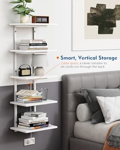 Harwaya White 5 Tier Wall Shelf Unit for Shoes Display, Lack Wall Bookshelf for Bedroom, Vertical Tiered Floating Book S