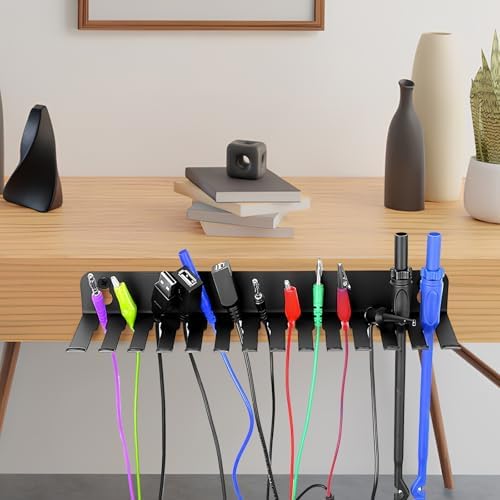 OSALADI Wall Mount Cable Rack with 19 Slots Steel Cable Organizer for 5.5-9.5Mm Wire Management Home Office Storage