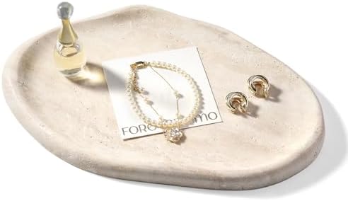 Koville Luxurious Natural Marble Vanity Tray, Cloud Shape Serving Stone Key Tray for Home Decor, 10" x 7" Marble Storage
