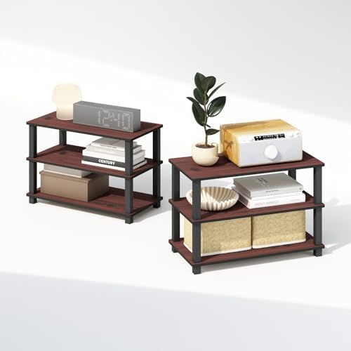 Furinno Turn-S-Tube Storage Shelves Set of 2, 3-Tier Stackable Standing Shelf, Open Corner Shelf, for Organization and S