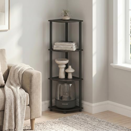 Furinno Turn-N-Tube Toolless Assembly 4-Tier Storage Shelves, Espresso