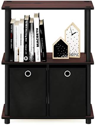 Furinno TURN-N-TUBE Storage Shelves, 3-Tier Toolless Book Shelf with Storage Bins, Display Shelf, for Organization and S