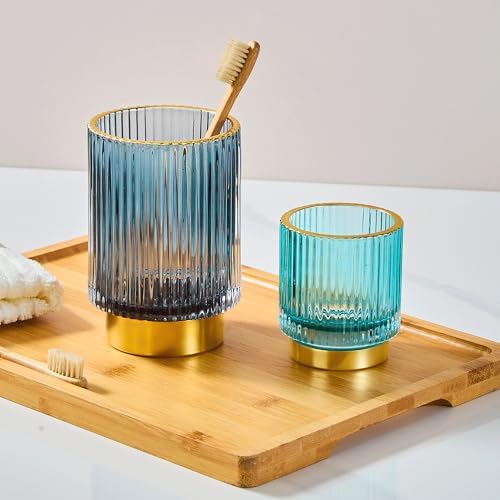 Makeup Brush Holder Organizer,Toothbrush Holders,Desk Pen Pencil Holder,Multifunctional Vintage Glass Brush Cup(A3-29-US