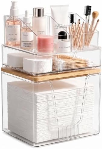 SPOSPO 3-in-1 Disposable Facial Towel Holder & Makeup Organizer