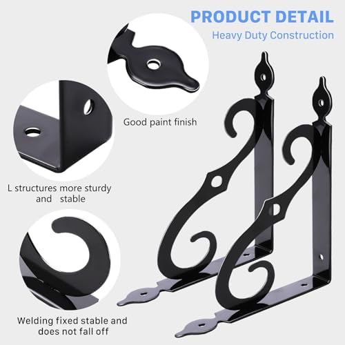 10 Pack Shelf Brackets, 5.4 Inch L Shape Shelf Bracket, Black