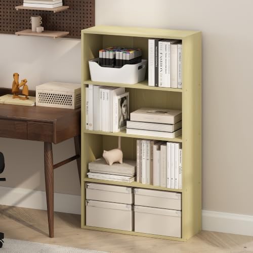 Furinno Pasir 4-Tier Book Shelf with Open Shelf, Light Steam Beech