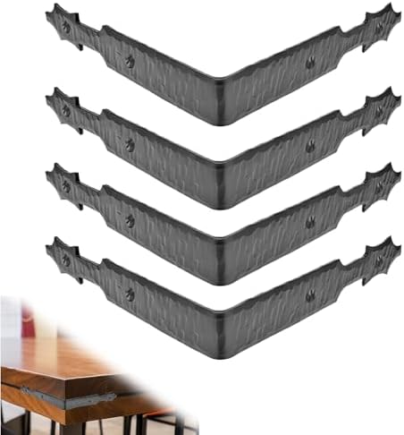 4 Pack - 6" Metal Corner Bracket for Furniture - Black - Handmade Decorative Corner Braces - Rustic Metal Brackets for T